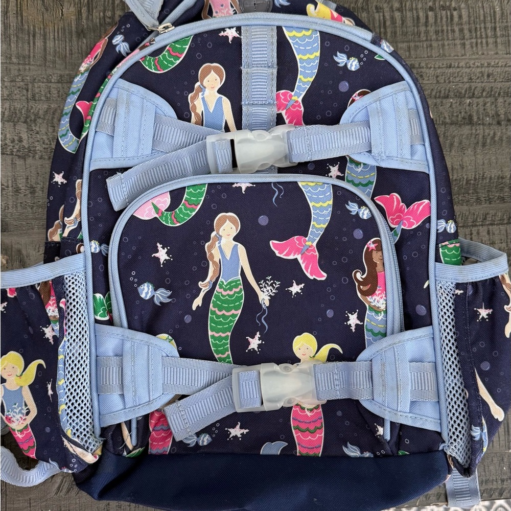 Pottery Barn Kids Mermaid Print Backpack with Blue Accents